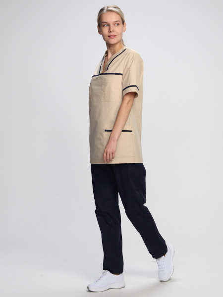 Костюм женский Ирина (тк.Смесовая,120), бежевый/т.синий