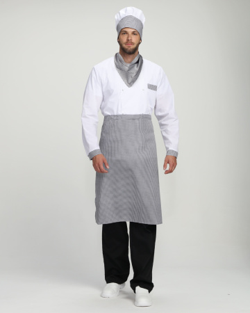 Костюм повара Шефирон (тк.Смесовая,120), белый/черный/принт-клетка