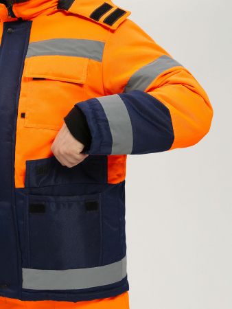 Костюм зимний сигнальный Яркон-2 СОП (тк.Смесовая,210) п/к, оранжевый/т.синий