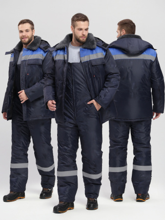 Костюм зимний на пуговицах Квайл-2 СОП (тк.Оксфорд,90) п/к, т.синий/васильковый