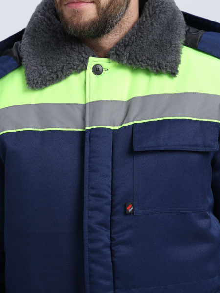 Костюм зимний на пуговицах Квайл-1 СОП (тк.Смесовая,210) брюки, т.синий/лимонный