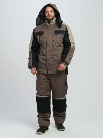 Костюм зимний Вектрон-1 (тк.Смесовая,240) брюки, коричневый/черный/бежевый