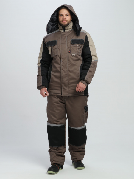 Костюм зимний Вектрон-1 (тк.Смесовая,240) брюки, коричневый/черный/бежевый