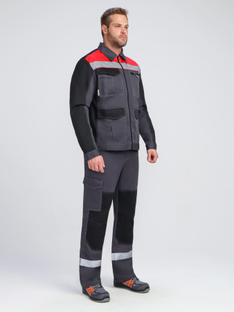 Костюм ProfLineBase-2 (тк.Твил,210) п/к, т.серый/черный/красный