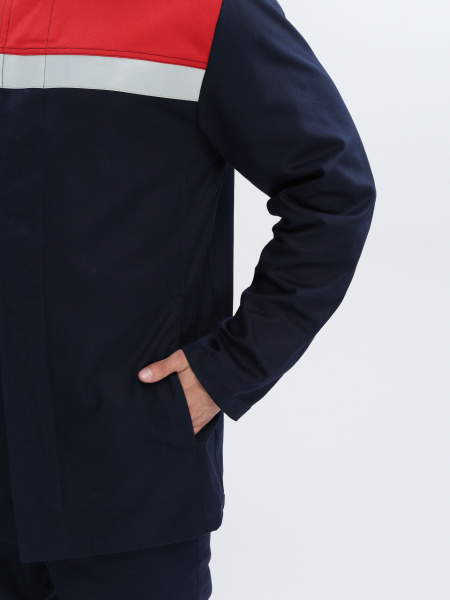 Костюм сварщика Велдсвар-СОП 1 кл.защиты (тк.Хлопок-ОП,350) брюки, т.синий/красный