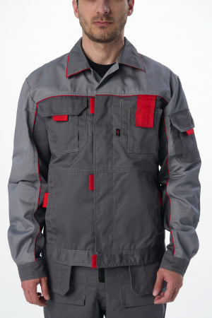 Костюм Драга-2 (тк.Смесовая МВО,240) п/к, т.серый/св.серый/красный