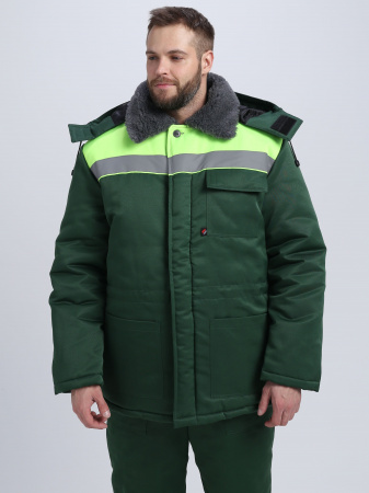 Костюм зимний на пуговицах Квайл-1 СОП (тк.Смесовая,210) брюки, т.зеленый/лимонный