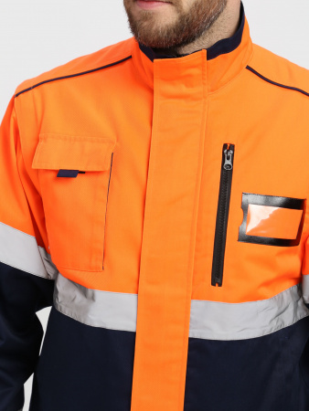 Куртка-трансформер сигнальная ProfLineSpecialist (тк.Смесовая МВО,240), оранжевый/т.синий