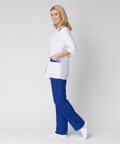 Костюм женский Лиза (тк.Смесовая,120), белый/васильковый