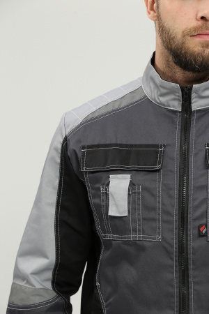 Костюм Вектрон-2 (тк.Смесовая,240) п/к, т.серый/св.серый/черный