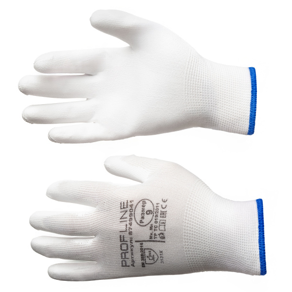 Перчатки ProfLineSpecialist нейлоновые с ПУ-покрытием, белый