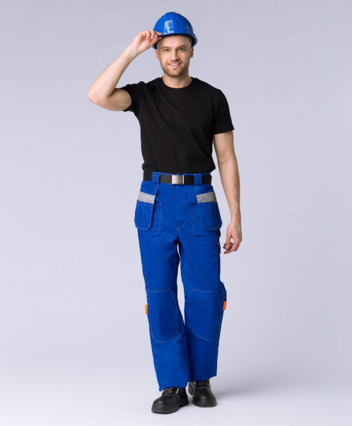 Костюм Драга-1 (тк.Балтекс,240) брюки, васильковый/св.серый/оранжевый