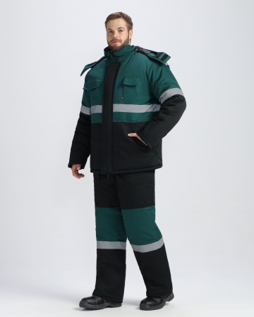 Костюм зимний Нордхард-2 СОП У. (тк.Смесовая,240) п/к, черный/т.зеленый