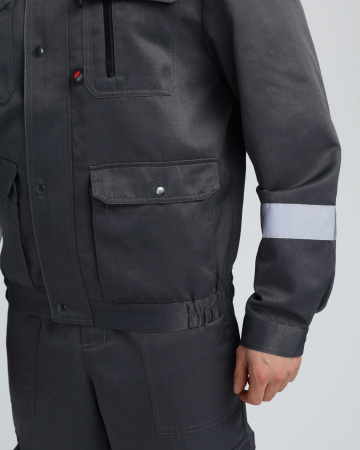 Костюм Нейч-2 СОП с капюшоном (тк.Смесовая,210) п/к, т.серый/св.серый