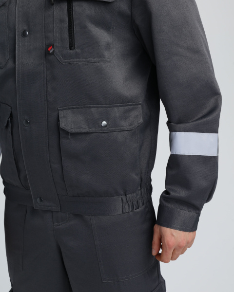 Костюм Нейч-2 СОП с капюшоном (тк.Смесовая,210) п/к, т.серый/св.серый