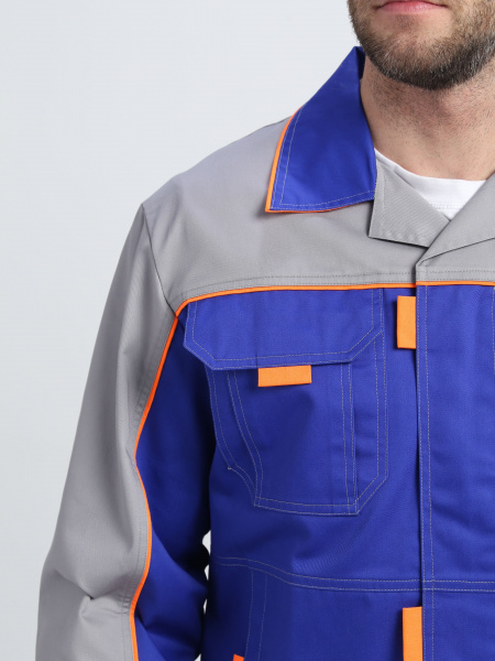 Костюм Драга-2 (тк.Смесовая МВО,240) п/к, васильковый/св.серый/оранжевый