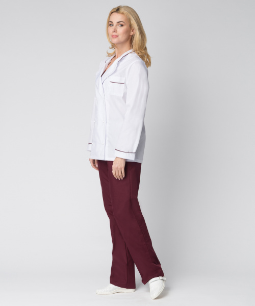 Костюм женский повара Гурман (тк.ТиСи), белый/бордовый