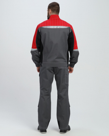 Костюм Вектрон-1 (тк.Смесовая МВО,240) брюки, серый/черный/красный