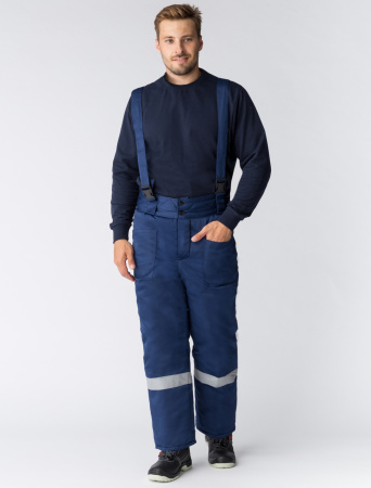 Костюм зимний на пуговицах Квайл-1 СОП (тк.Смесовая,210) брюки, т.синий/васильковый