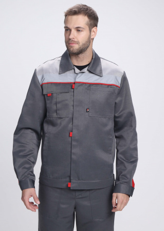 Костюм Флофт-1 СОП У. (тк.Смесовая,210) брюки, т.серый/серый/красный