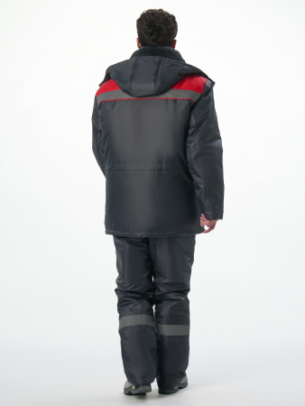 Костюм зимний на пуговицах Квайл-1 СОП (тк.Оксфорд,90) брюки, т.серый/красный