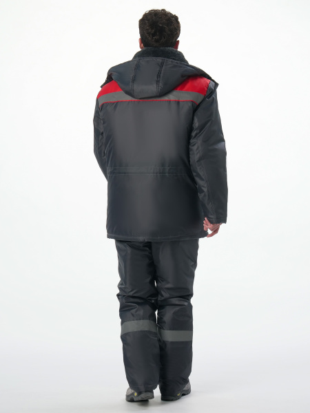 Костюм зимний на пуговицах Квайл-1 СОП (тк.Оксфорд,90) брюки, т.серый/красный