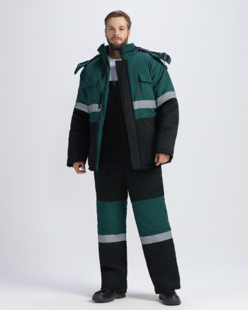 Костюм зимний Нордхард-2 СОП У. (тк.Смесовая,240) п/к, черный/т.зеленый