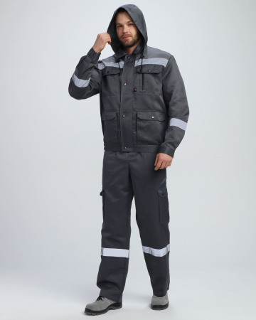 Костюм Нейч-2 СОП с капюшоном (тк.Смесовая,210) п/к, т.серый/св.серый