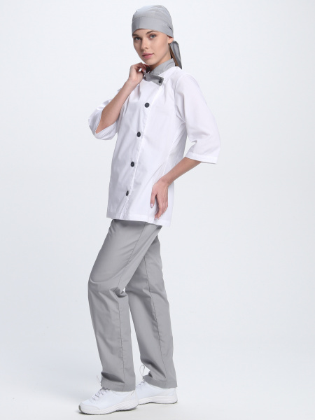 Костюм женский Катя (тк.Смесовая,120), серый/белый