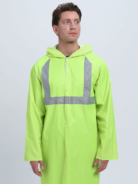 Плащ влагозащитный сигнальный ProfLineBase СОП (ПВХ,180), желтый