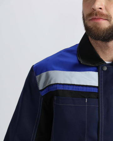 Костюм Вивантек-1 СОП У. (тк.Смесовая,240) брюки, т.синий/черный/васильковый