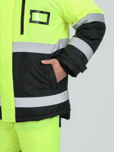 Костюм зимний сигнальный ProfLineSpecialist (тк.Оксфорд PU) брюки, желтый/черный