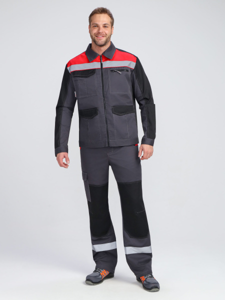Костюм ProfLineBase-2 (тк.Твил,210) п/к, т.серый/черный/красный