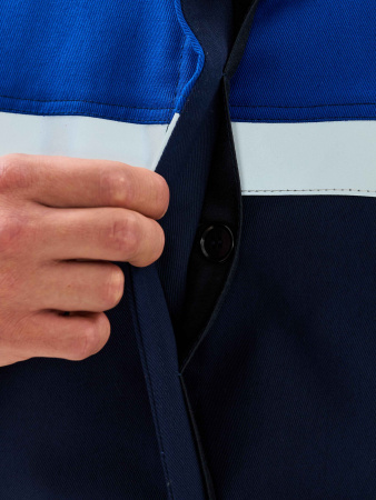 Костюм сварщика Велдсвар-СОП 2 кл.защиты (тк.Хлопок-ОП,350) брюки, т.синий/васильковый