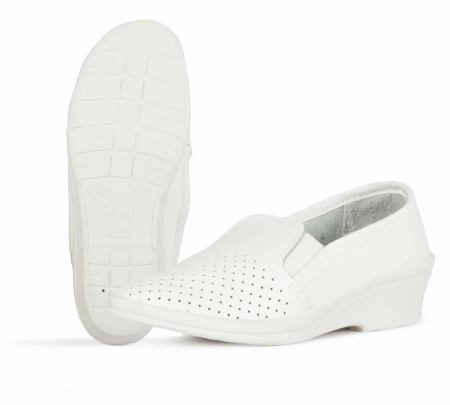 Туфли с перфорацией женские нат.кожа ПВХ (арт.41-22-7), белый