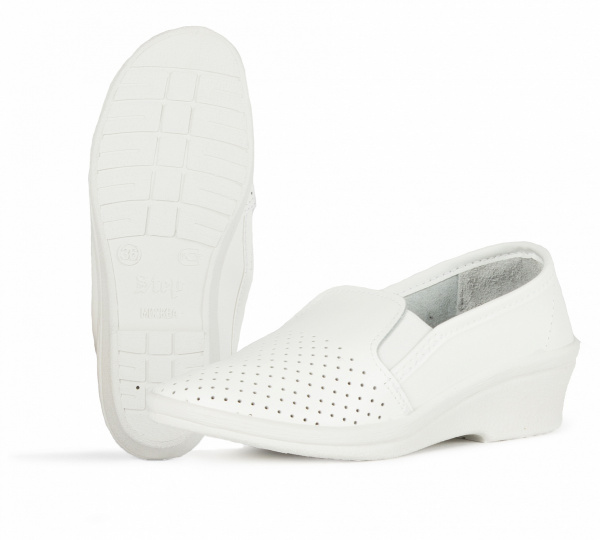 Туфли с перфорацией женские нат.кожа ПВХ (арт.41-22-7), белый