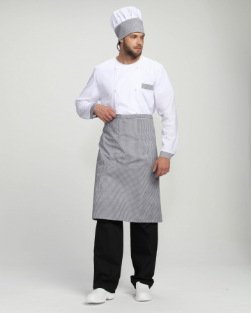 Костюм повара Шефирон (тк.Смесовая,120), белый/черный/принт-клетка