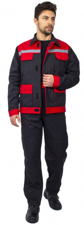 Костюм Кос_007 (тк.Саржа,250) п/к, т.серый/красный