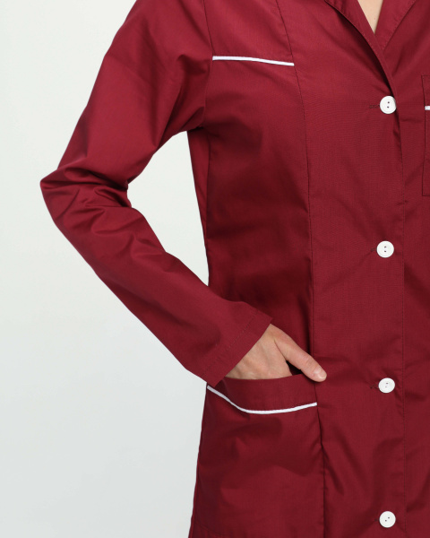 Халат женский Диана (тк.ТиСи), бордовый/белый