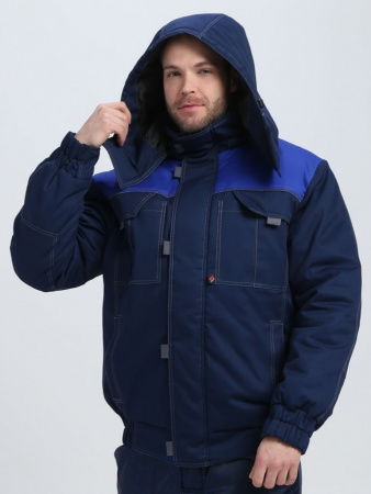 Куртка зимняя укороченная Флофт Премиум (тк.Смесовая,240), т.синий/васильковый/серый