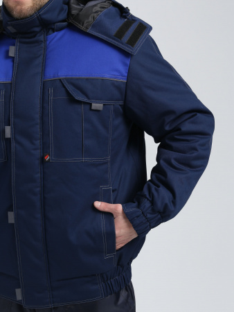 Куртка зимняя укороченная Флофт Премиум (тк.Смесовая,240), т.синий/васильковый/серый