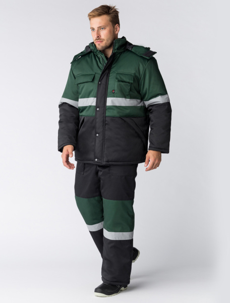 Костюм зимний Нордхард-2 СОП (тк.Смесовая,250) п/к, черный/зеленый