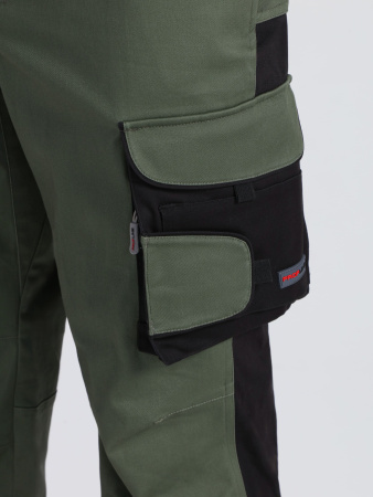 Полукомбинезон ProfLineLeader (тк.Хлопок/Спандекс,260), хаки/черный