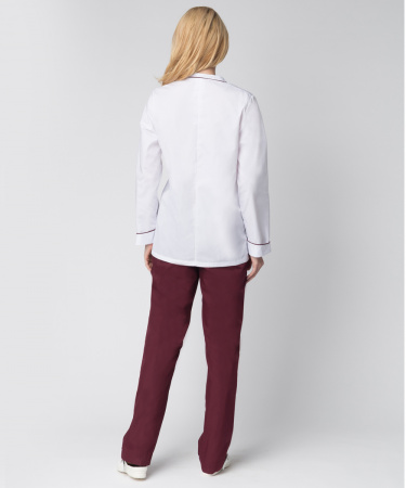 Костюм женский повара Гурман (тк.ТиСи), белый/бордовый