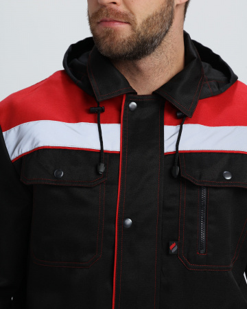 Костюм Нейч-2 СОП с капюшоном (тк.Смесовая,210) п/к, черный/красный