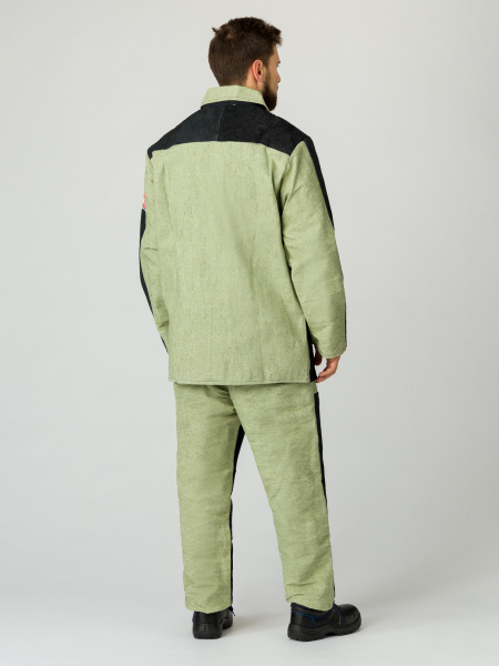 Костюм сварщика комбинированный 2 кл.защиты (тк.Брезент,550/Спилок S=2,3), черный/бежевый