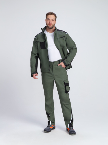 Куртка ProfLineLeader (тк.Хлопок/Спандекс,260), хаки/черный