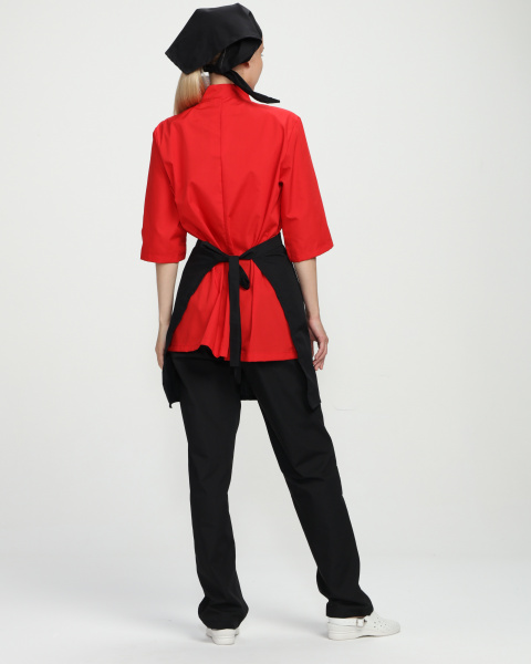 Костюм женский повара Шеф (тк.ТиСи), черный/красный