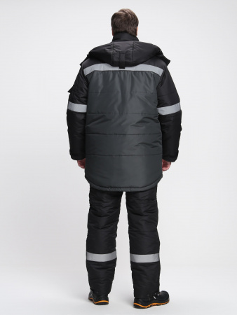 Костюм зимний Беркорт-2 СОП К. (тк.Таслан,135) п/к, черный/т.серый