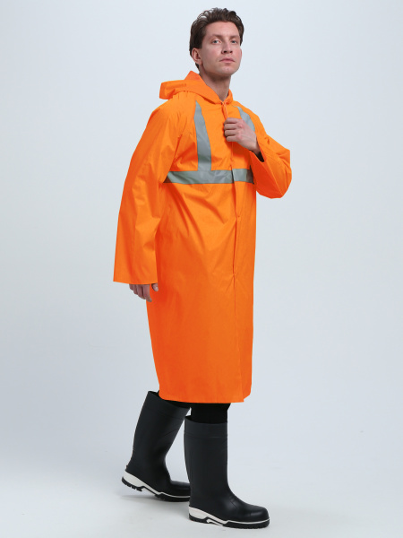 Плащ влагозащитный сигнальный ProfLineBase СОП (ПВХ,180), оранжевый